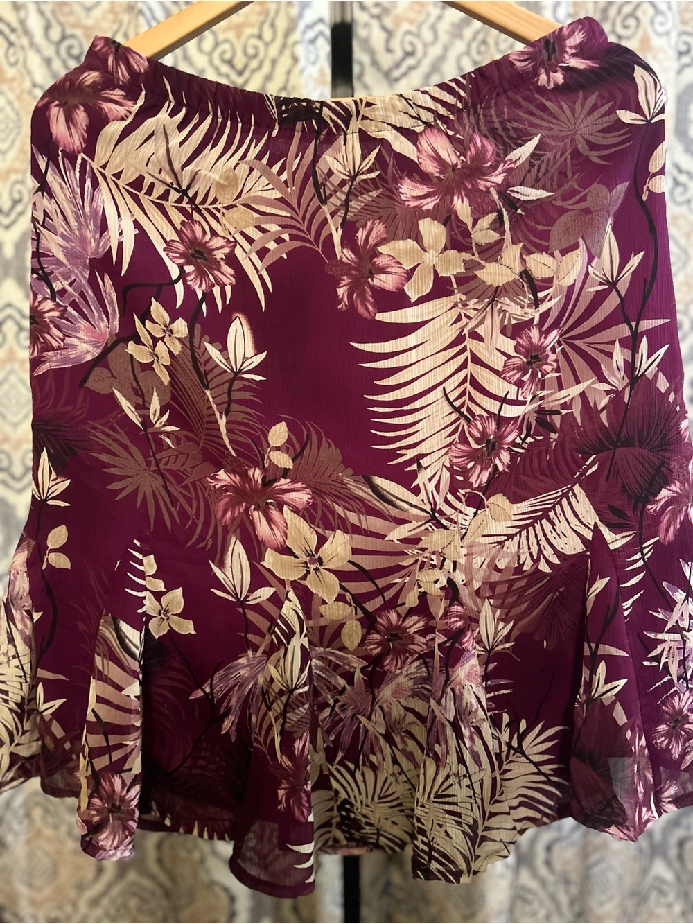 TanJay Plum Floral Circle Skirt with Cream Botanicals